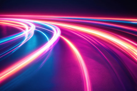 Bright neon lines create dynamic hor, a Photo by Iftikhar Alam