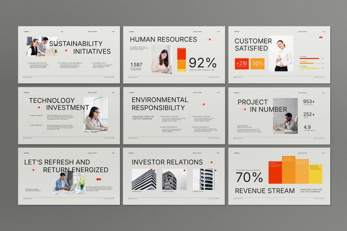 Gray Modern Annual Report PPT, a Presentation Template by graphicook (Photo 3 of 5)