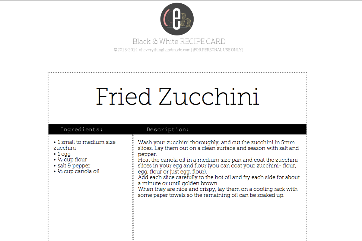Black & White Editable Recipe Card, a Card Template by OhEverythingHandmade (Photo 2 of 2)