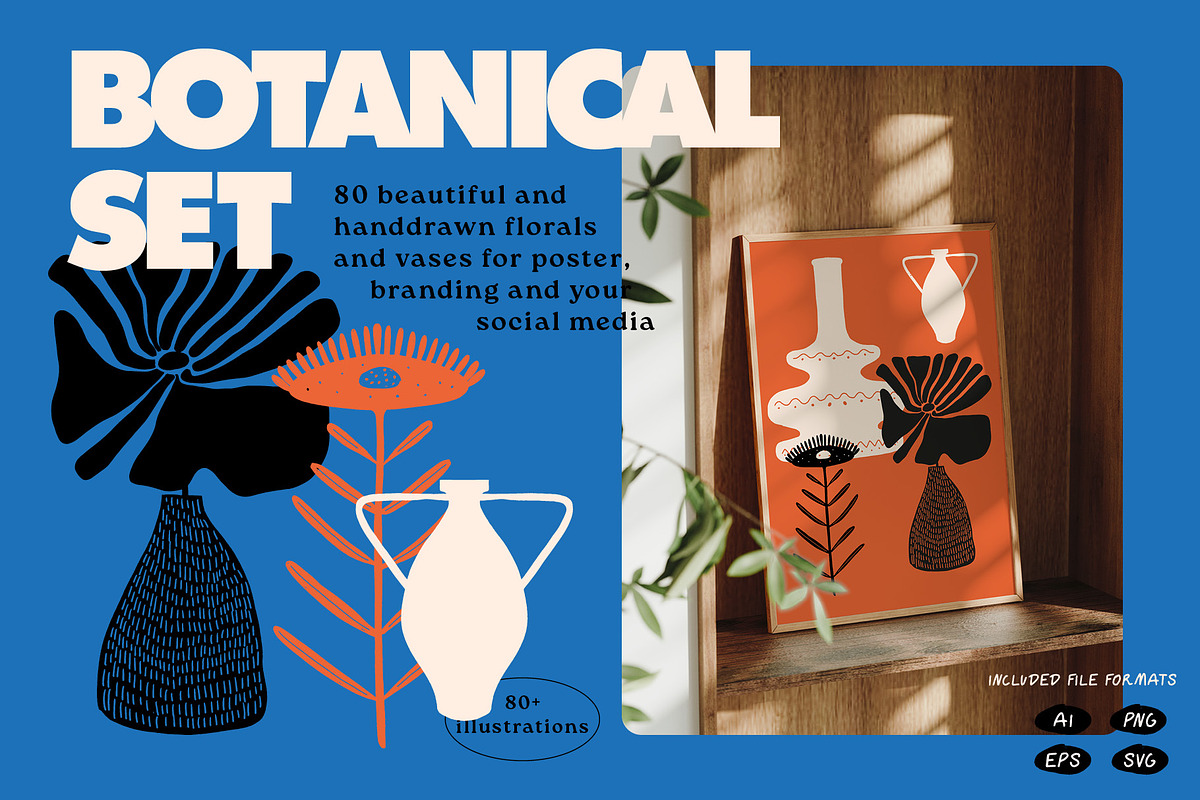 Botanical Vases Illustration Set, a Decorative Illustration by dicreate (Photo 2 of 18)