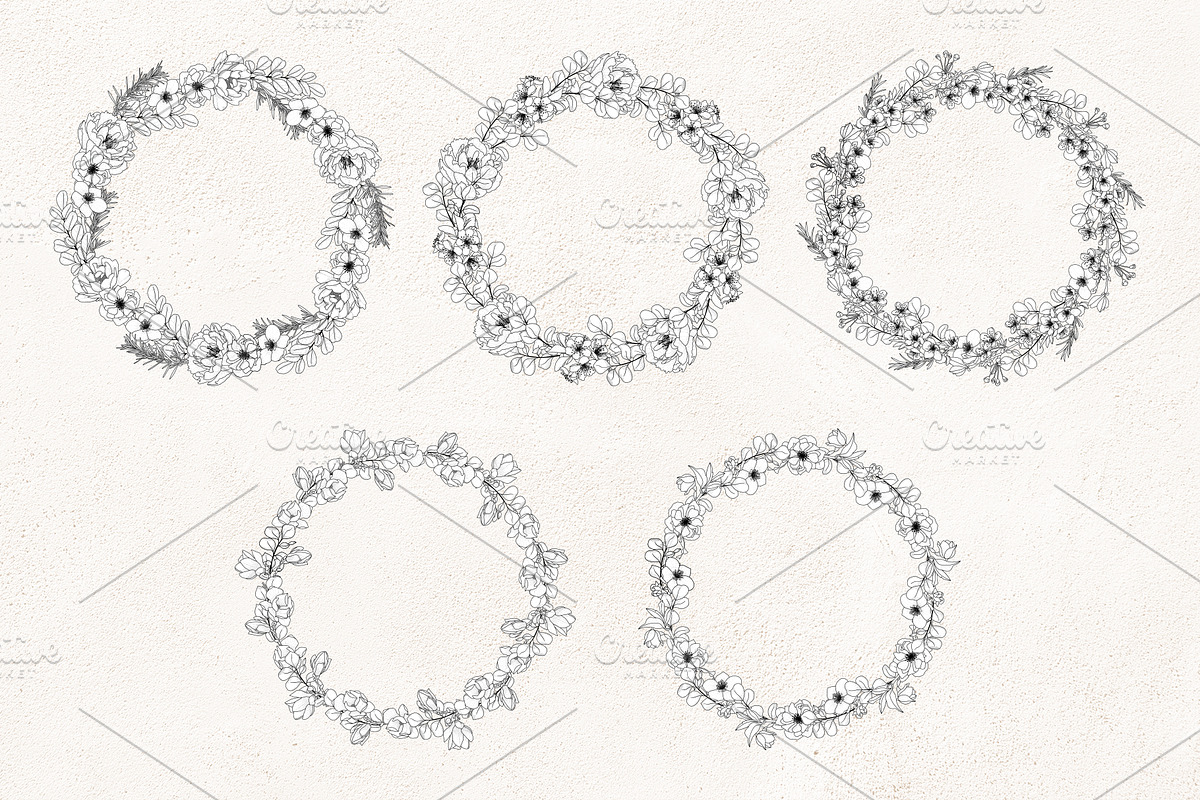 Floral Line Art SVG Botanical Frames, an Illustration by PawGraphic (Photo 5 of 10)