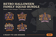 Retro Halloween Family Squad SVG Set, an Object Graphic by NH graphic (Thumbnail 1 of 3)