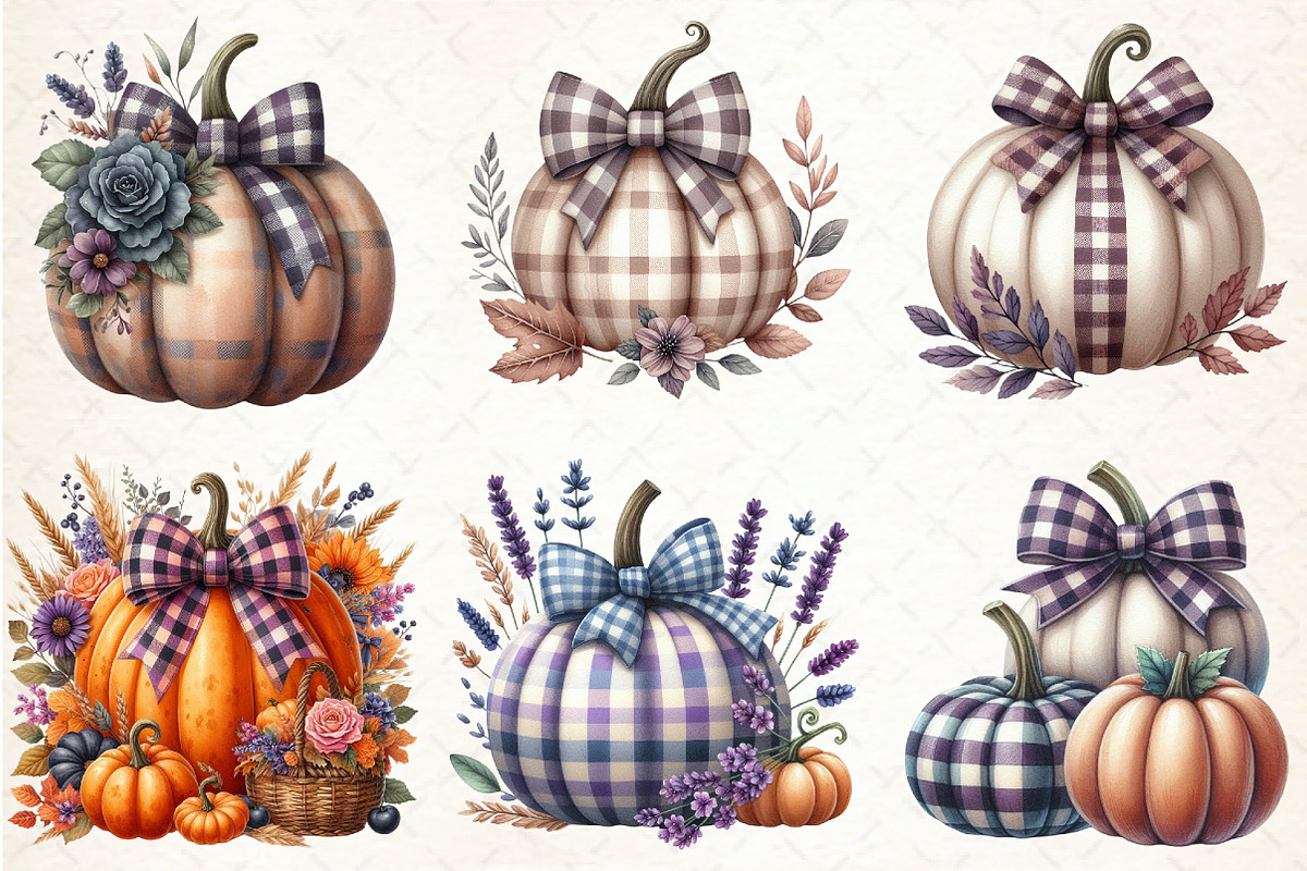 Autumn Pumpkin and Bow Clipart, an Illustration by Libby Wishes (Photo 2 of 11)