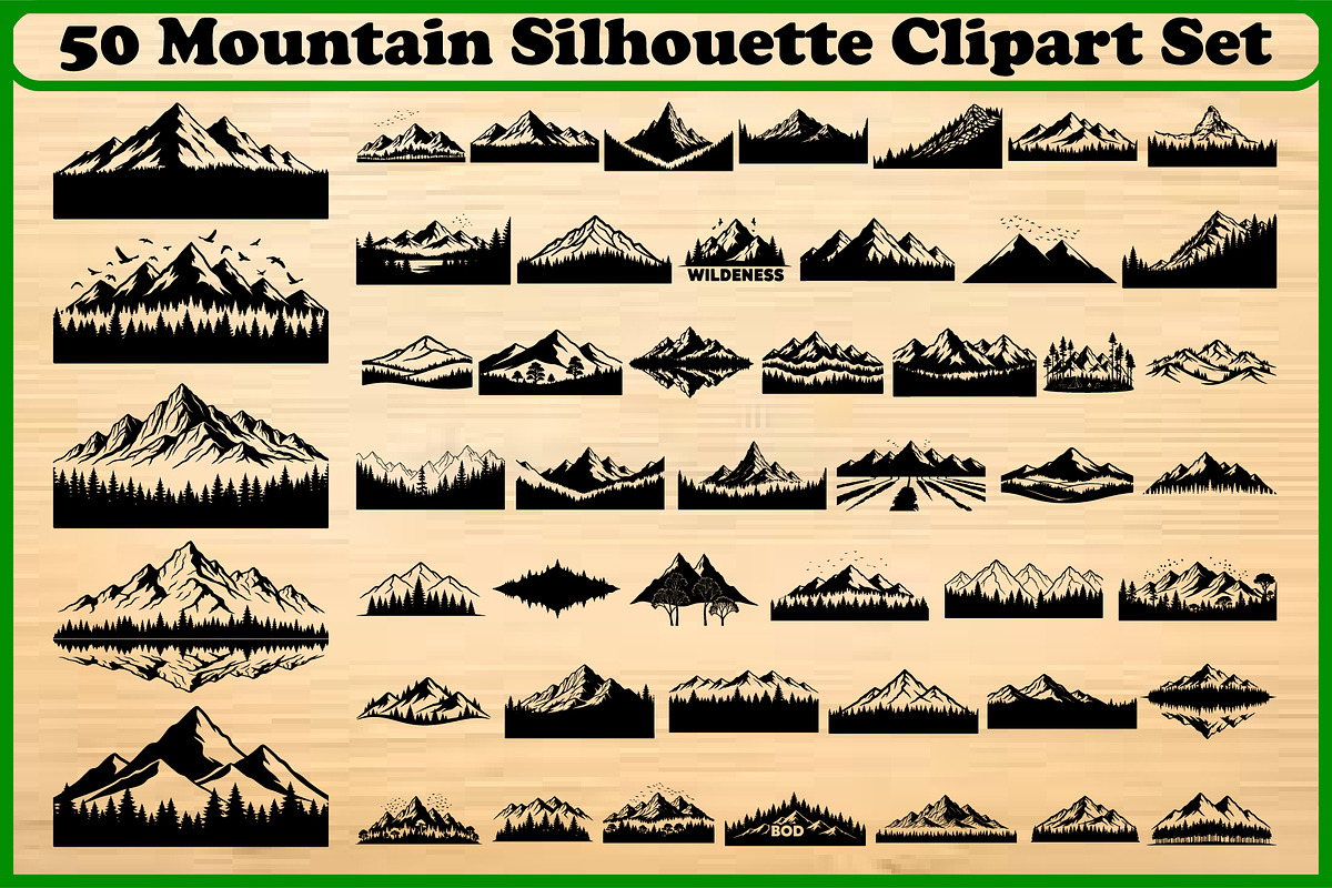 50 Mountain Silhouette Clipart Vecto, an Illustration by Gaye Art (Photo 4 of 4)