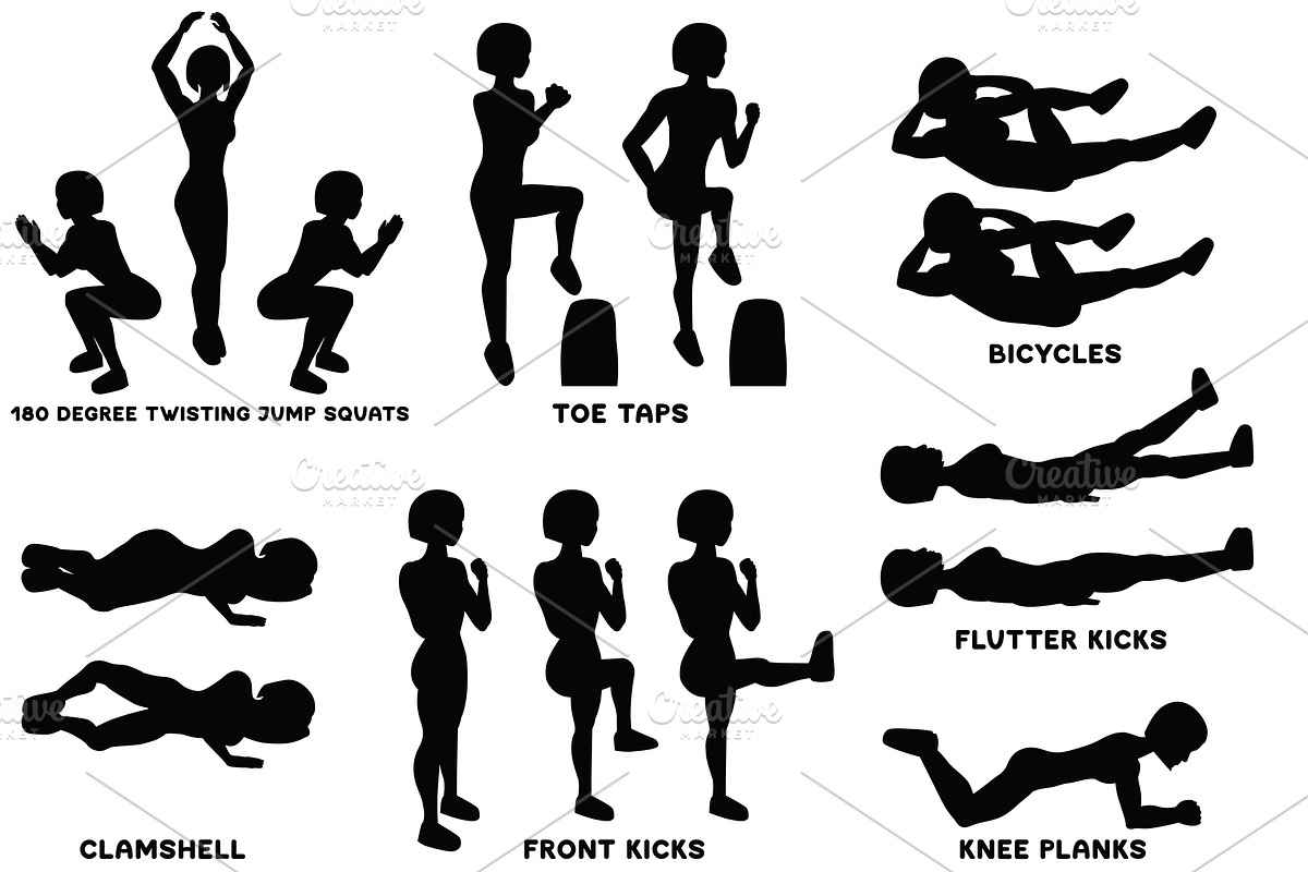 Sport exercises black collection, a Healthcare Illustration by tamara.comotomka (Photo 5 of 8)
