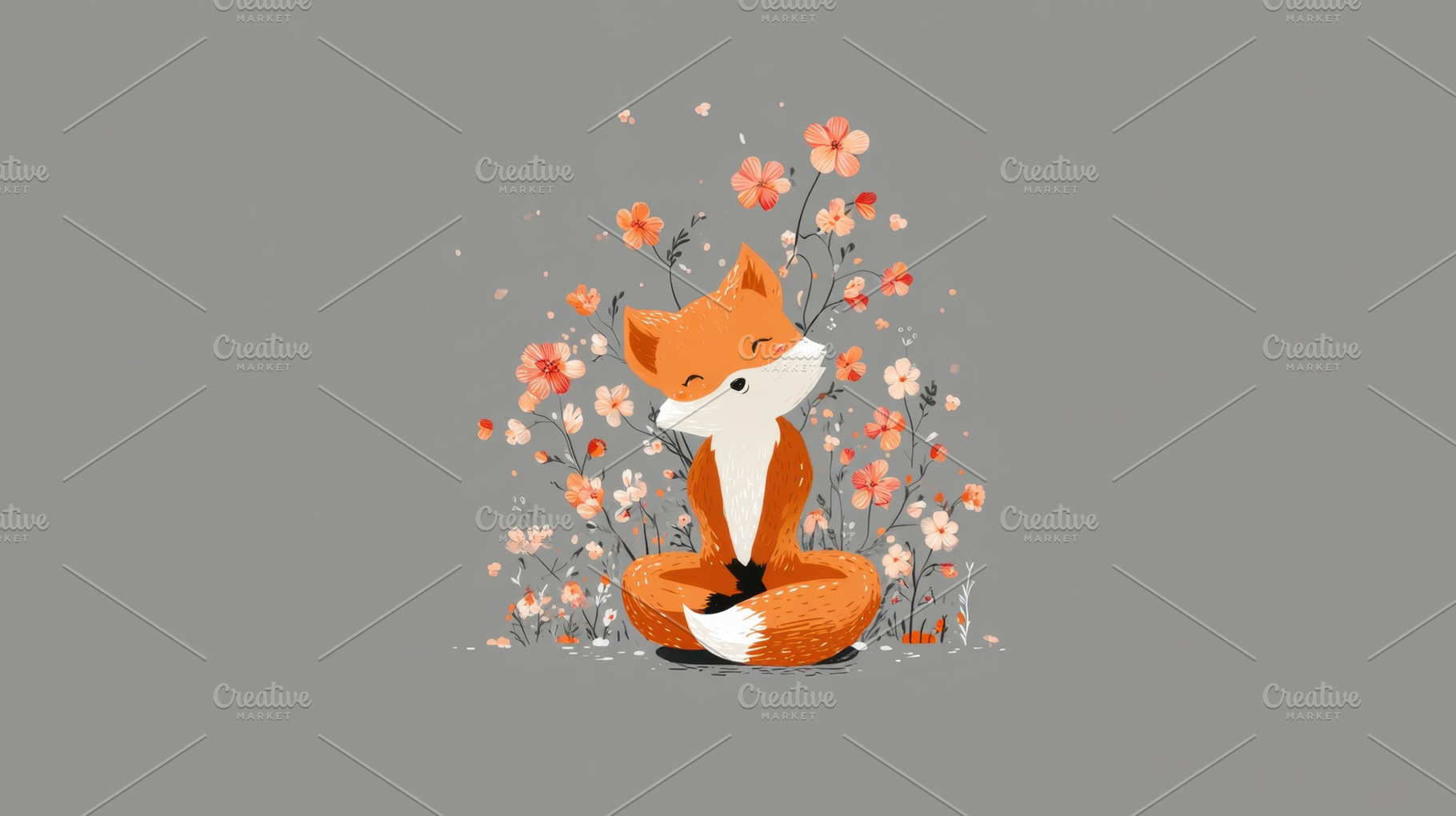 Cute fox sitting among flowers, a Photo by Beautiful things