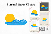 Sun and Waves Clipart, a Graphic by Artnoy (Thumbnail 1 of 5)