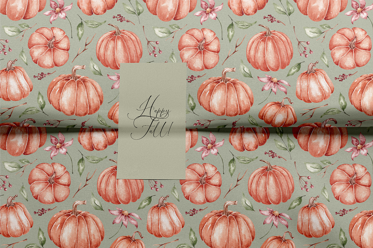 Watercolor pumpkins seamless pattern, a Pattern Graphic by SirenaArt (Photo 13 of 13)