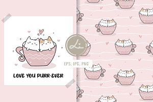 Cute cats seamless pattern, a Pattern Graphic by lindoet23