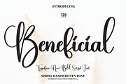 Beneficial | Script Font, a Script Font by Scratchones (Thumbnail 1 of 8)