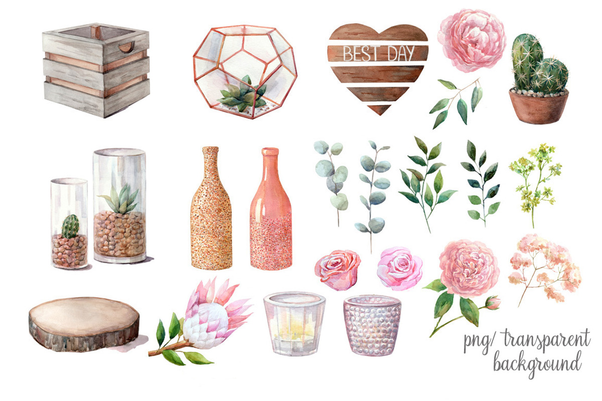 Watercolor rustic set., a Decorative Illustration by yulia.sukhanova (Photo 2 of 6)