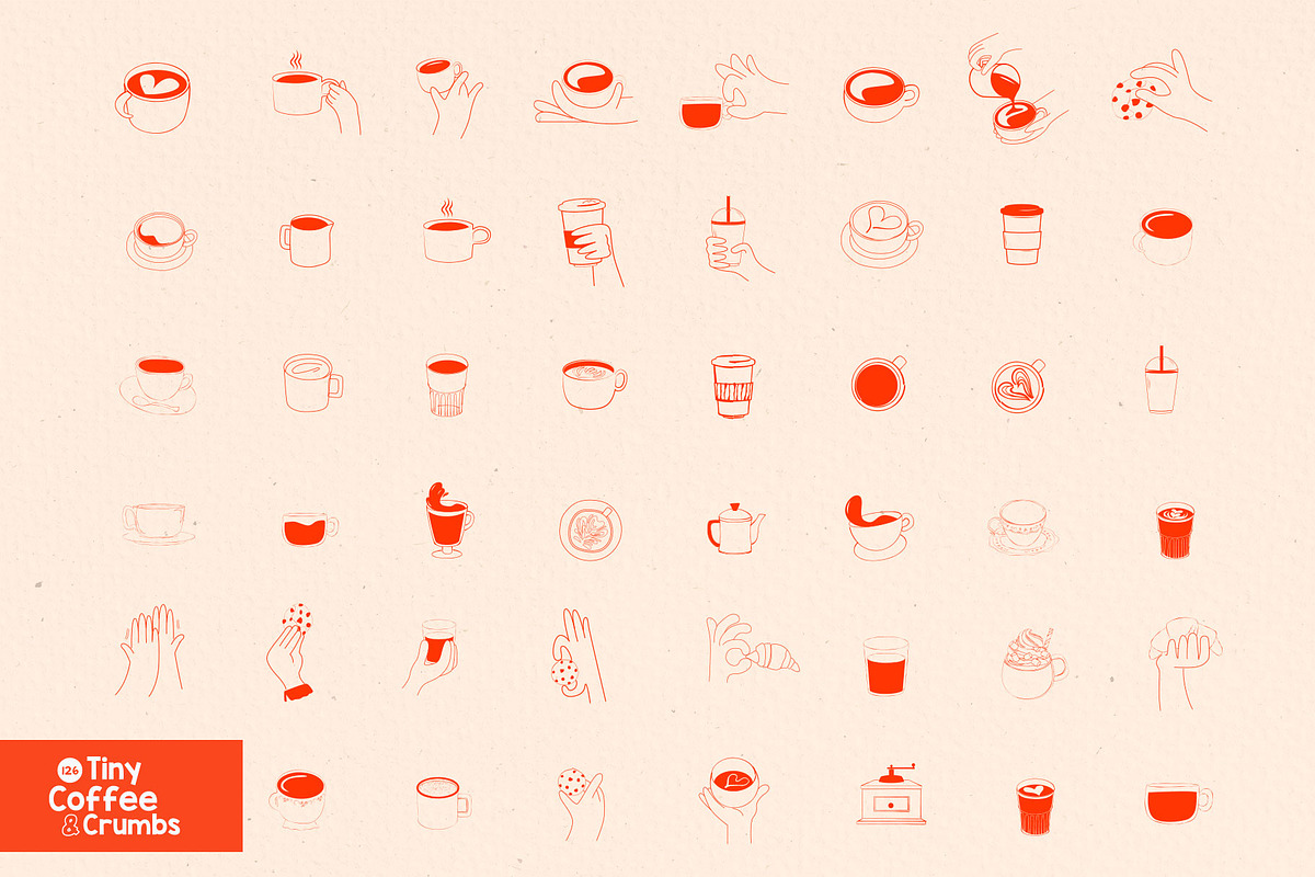 Tiny Coffee & Crumbs icons, an Object Graphic by Mio Buono (Photo 5 of 10)