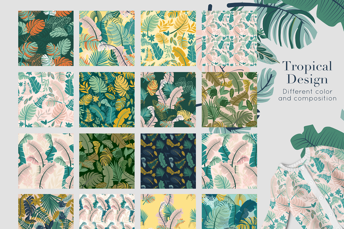 TROPICAL LEAVES Vector Patterns, a Pattern Graphic by Madebyia (Photo 3 of 10)