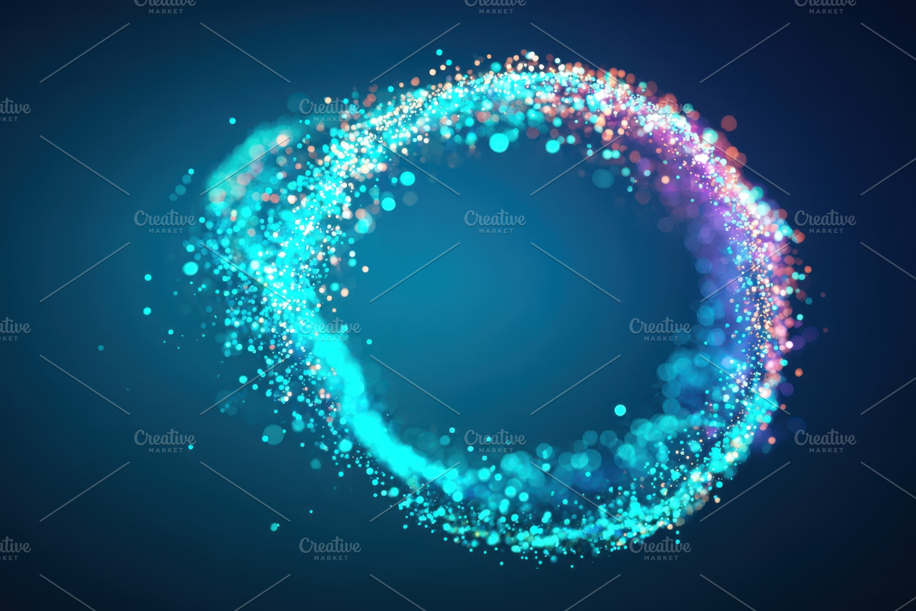 Vibrant circular glowing particles, an Abstract Photo by AlyaAnd