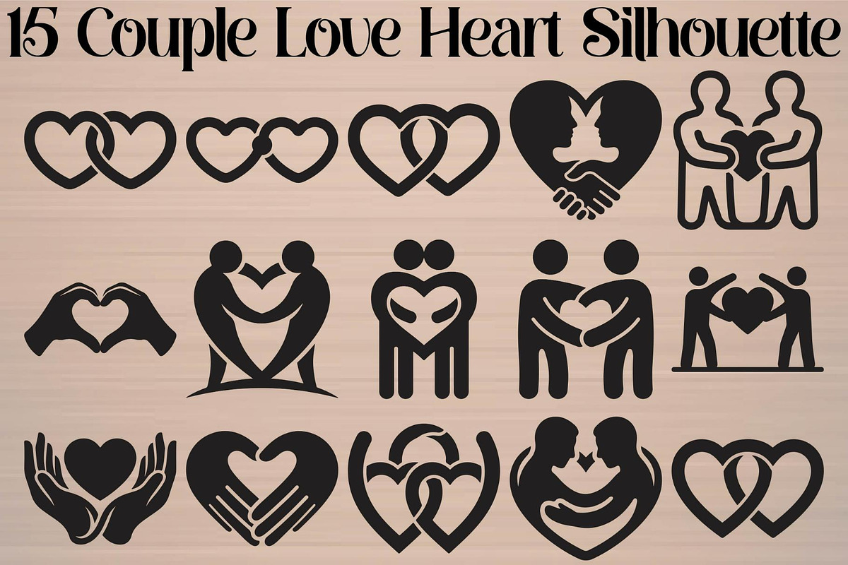 Couple Love Heart Silhouette, an Object Graphic by Gfx_Store (Photo 16 of 16)