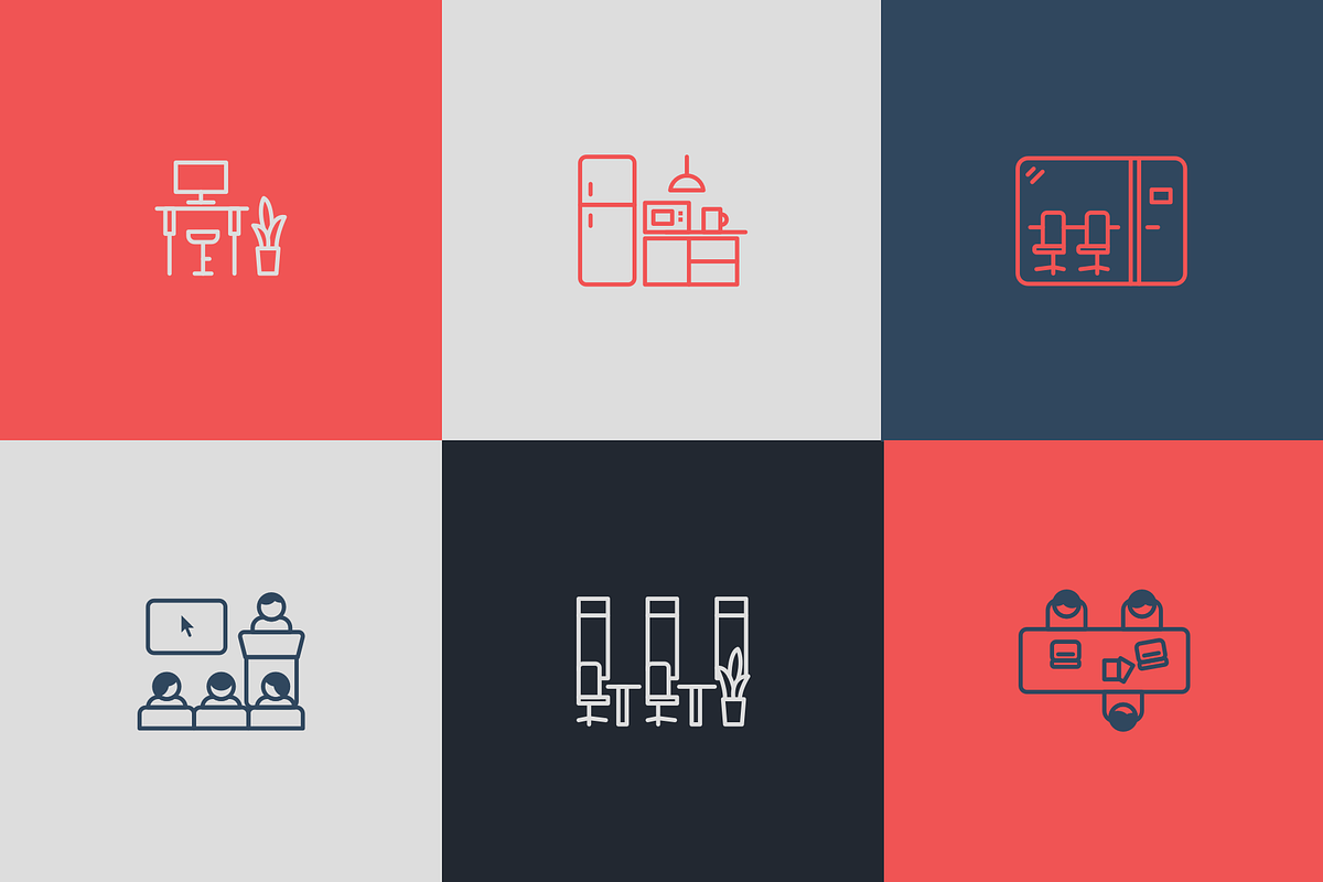 Coworking icons, an Outline Icon by Somewan draws (Photo 2 of 5)
