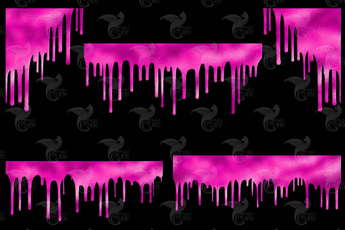 Hot Pink Glitter Drips Overlays, an Illustration by Digital Curio (Photo 3 of 3)
