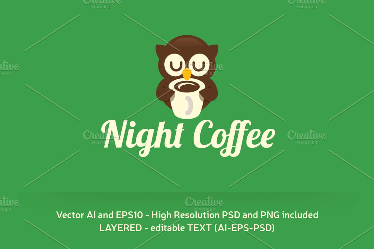 Night Coffee Logo Template, a Branding & Logo Template by Manudesign (Photo 2 of 2)