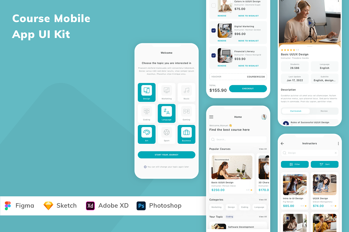 Course Mobile App UI Kit, an UI Kit Template by Betush