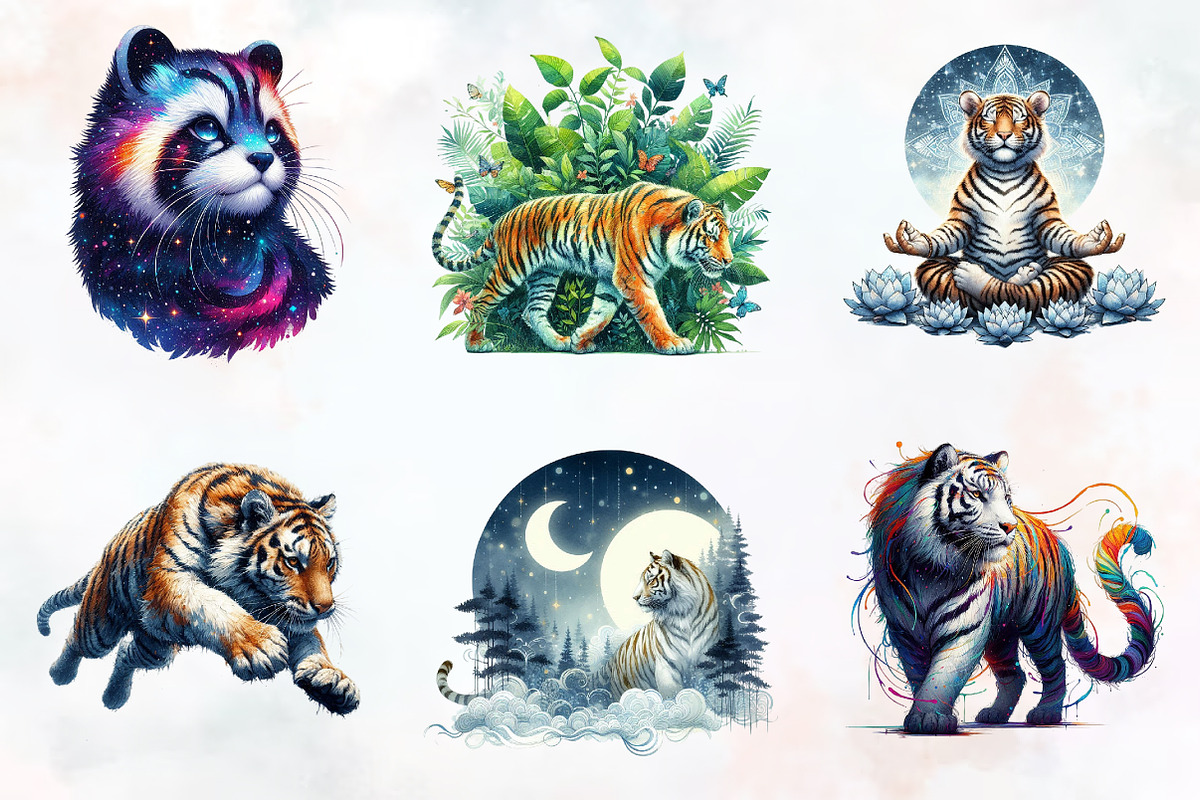 Tiger Watercolor Cliparts, an Illustration by RobertsArt (Photo 2 of 7)
