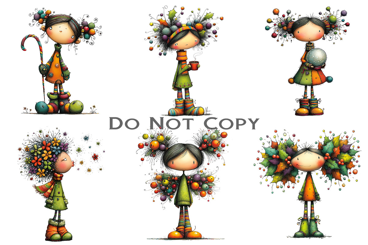 Quirky Holly Girl Clipart, an Illustration by Craft Nest (Photo 3 of 9)