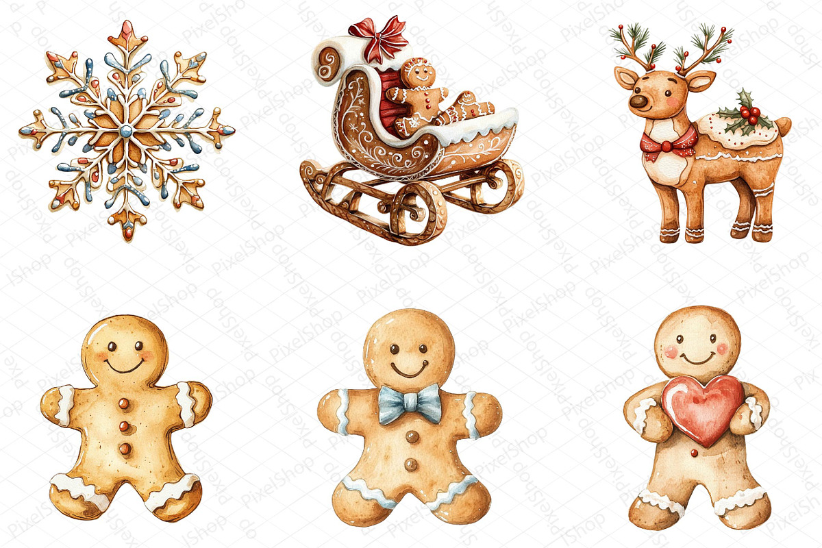 Christmas Gingerbread Clipart Bundle, an Illustration by DreamPrint404 (Photo 4 of 6)