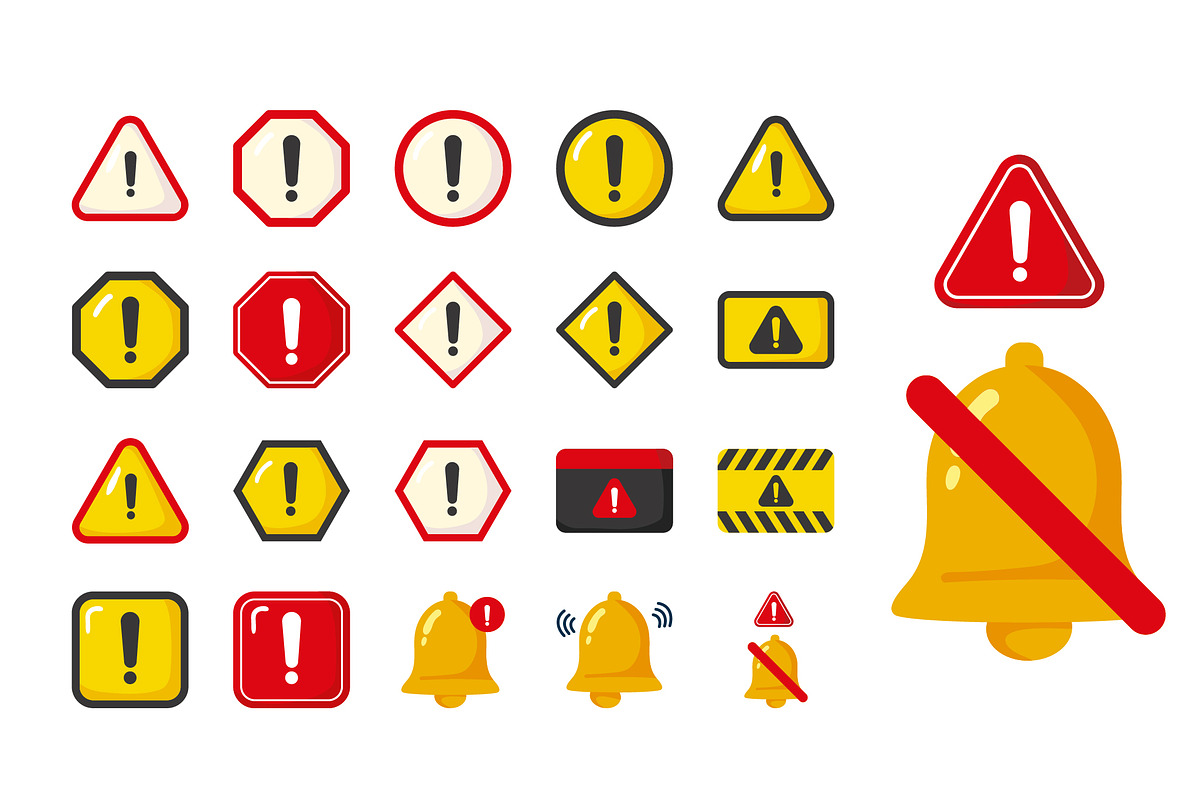 Warning and Alert Icons Vector Set