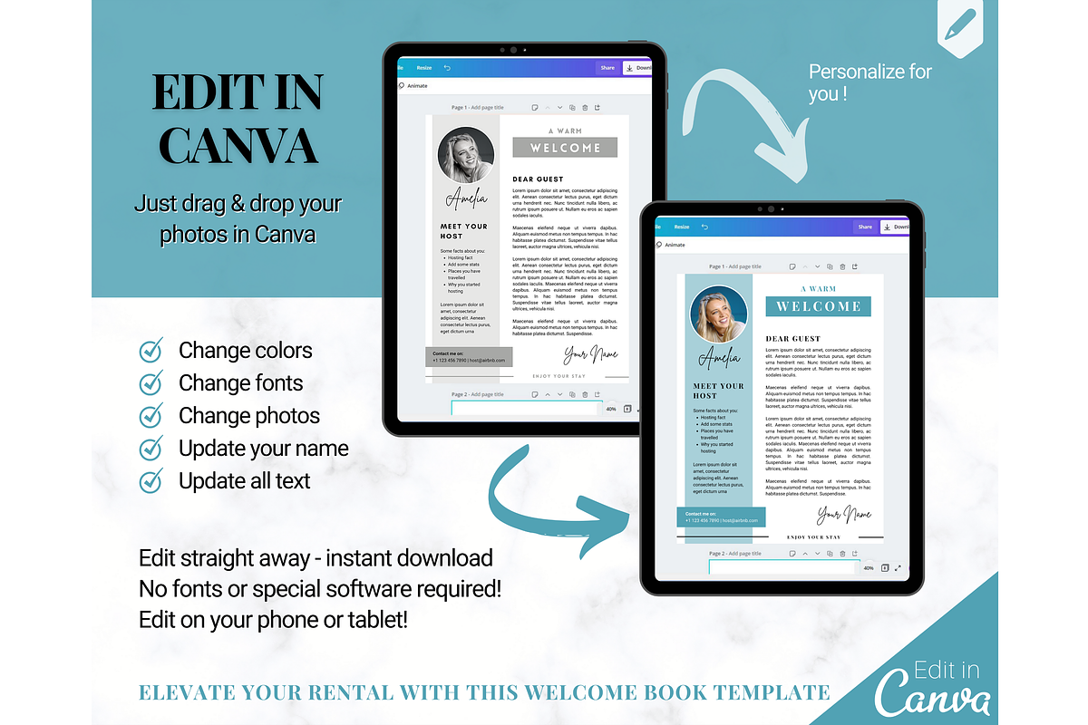 Airbnb Welcome Book Template - Blue, a Poster Template by Templatables (Photo 9 of 11)