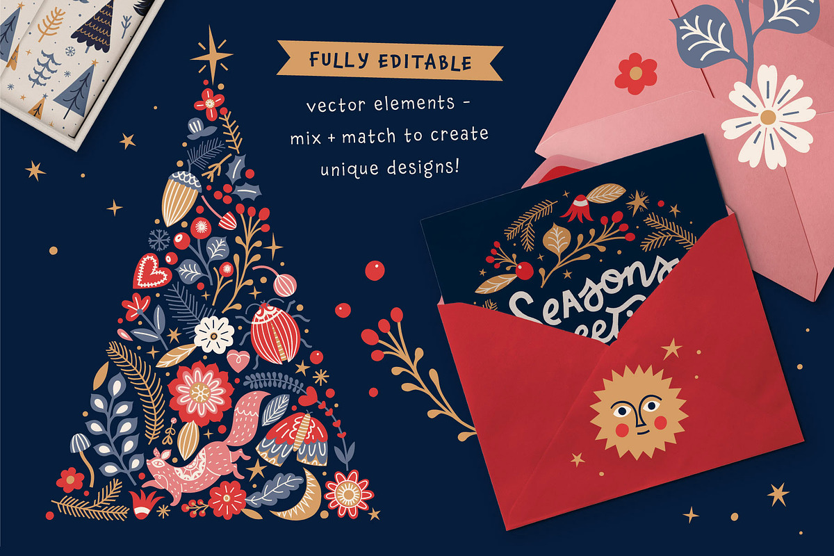 Festive Folk Graphic Collection, a Seasonal Illustration by rouxsupplyco (Photo 9 of 12)