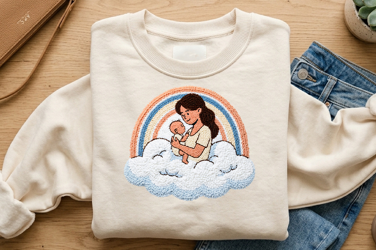 Mother Baby Rainbow Embroidery PNG, an Illustration by CrexoraLab (Photo 4 of 4)