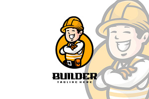 Builder Mascot Cartoon Style., a Branding & Logo Template by ModalTampang
