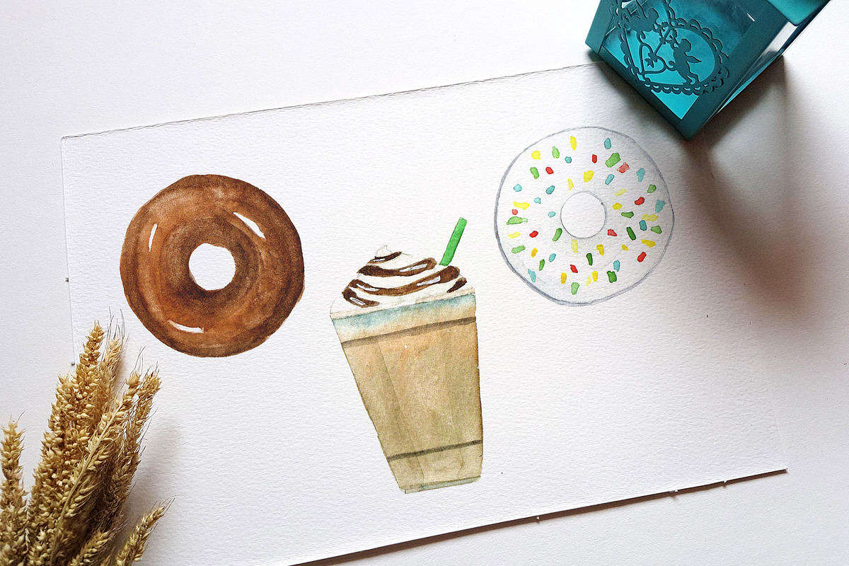 Watercolor Coffee Cafe Clipart, an Illustration by Dainty Doll Art