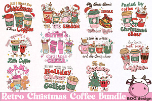 Retro Christmas Coffee PNG Design