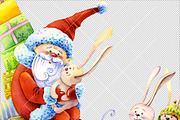 Funny Santas Clipart Watercolor, a Decorative Illustration by ElephantArts (Thumbnail 7 of 10)