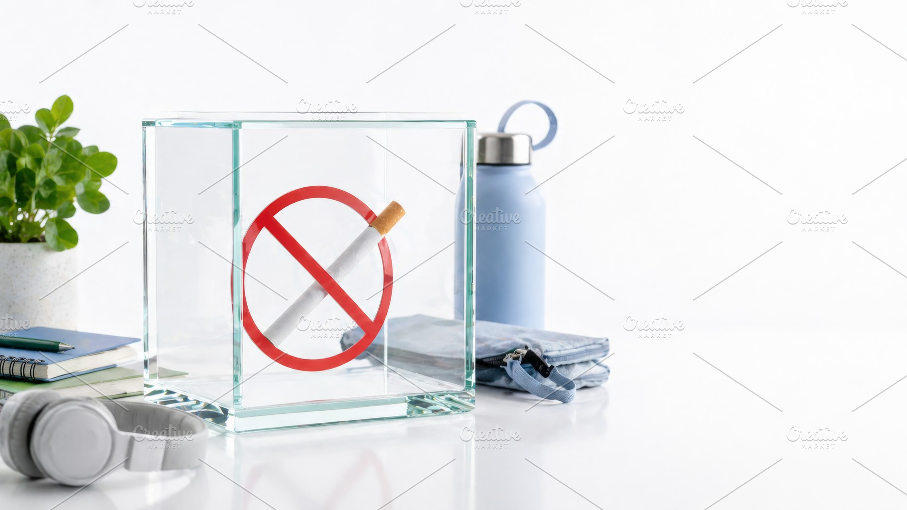 Cigarette in glass box with no symbo, a Photo by Dvoevnore photos