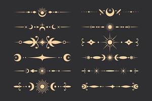 Celestial Golden Dividers Collection, a Decorative Illustration by PsychocheArt