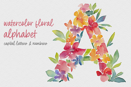 Watercolor Floral Alphabet, an Object Graphic by DesignRocket