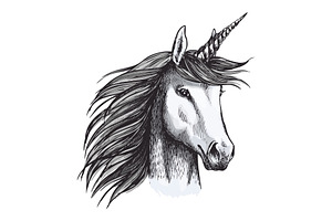 Unicorn Mystic Magic Horse Animal Vector Sketch