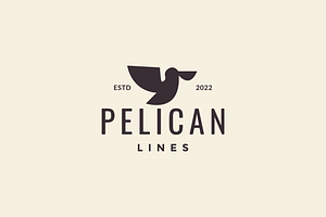 Bird Flying Pelican Hipster Logo