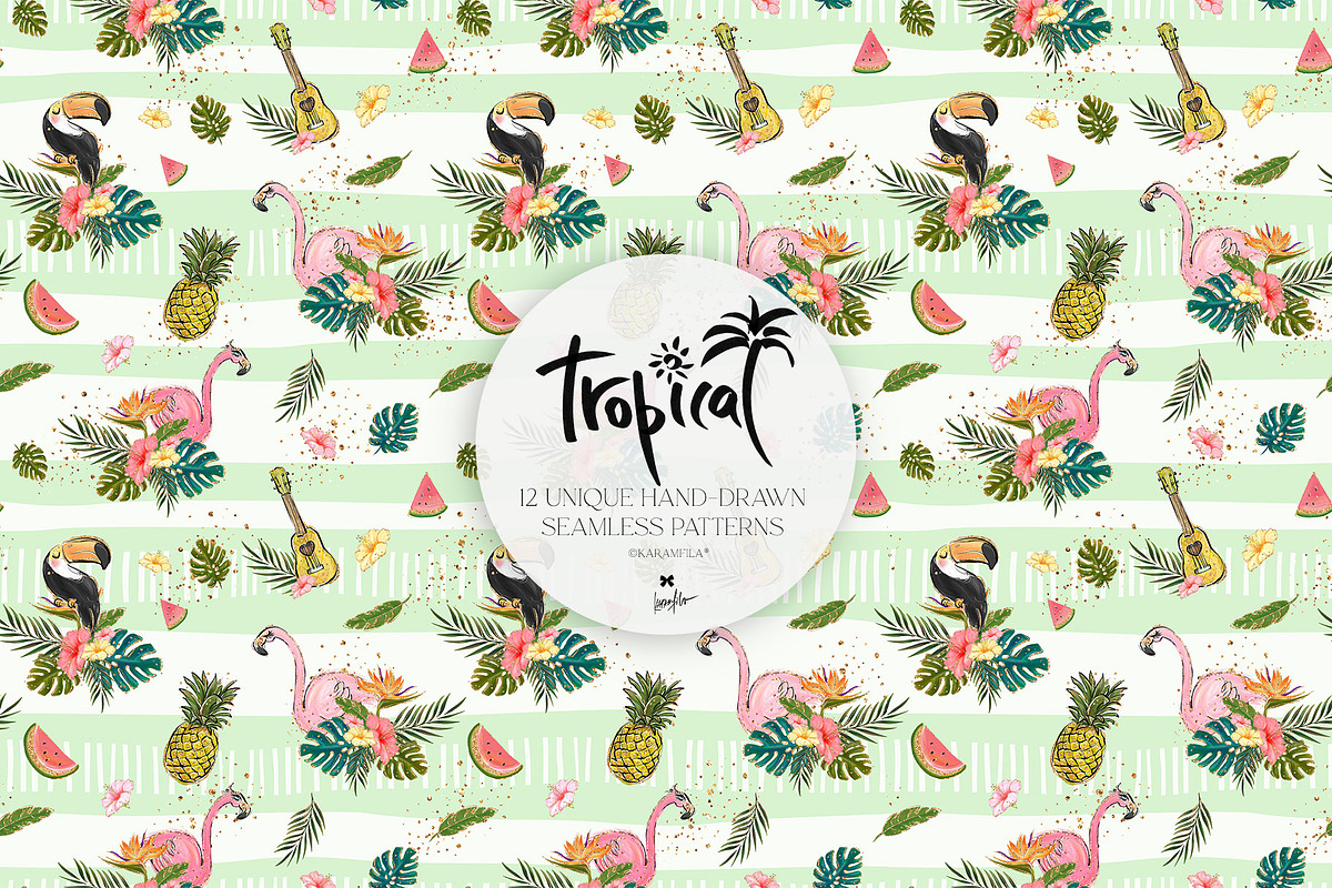 Hawaii Tropical Seamless Patterns, a Pattern Graphic by KaramfilaS (Photo 11 of 17)