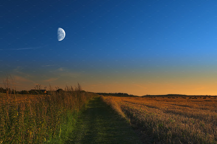 Moon shine in late autumn - contryside, a Photo by Peopleimages.com