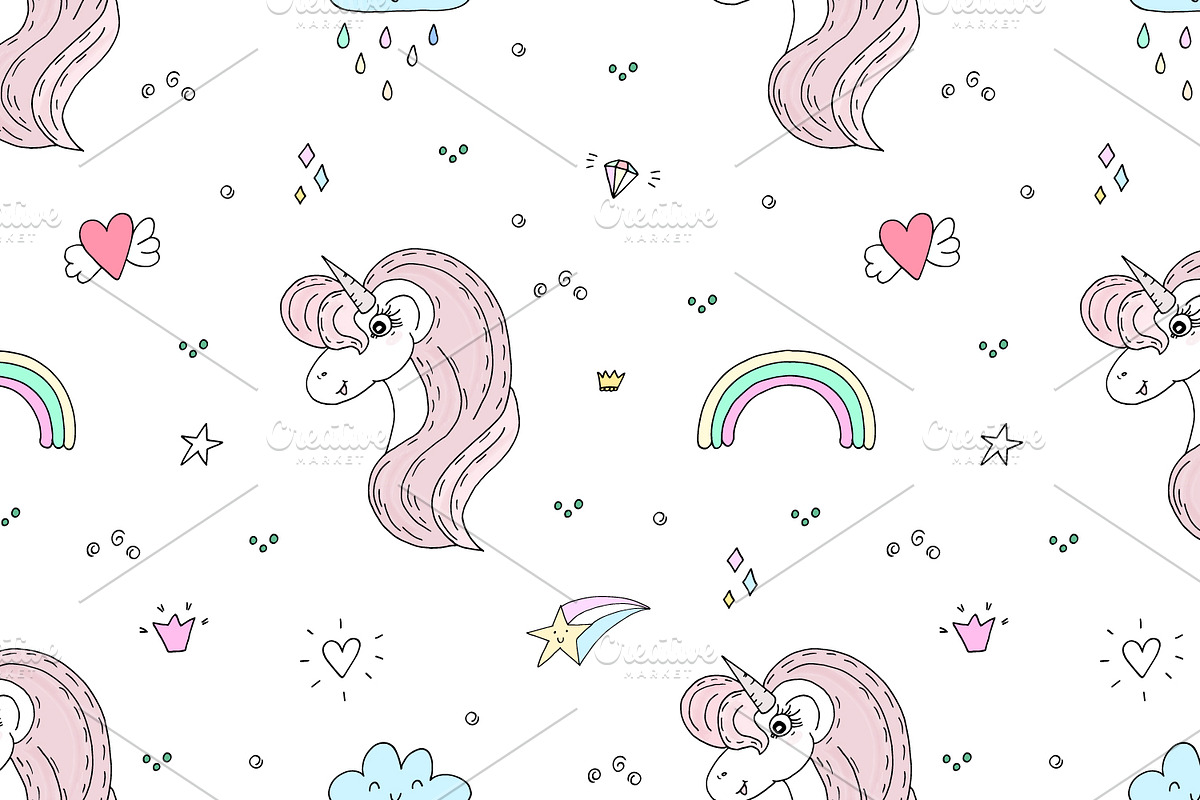Cute unicorns patterns collection., a Pattern Graphic by Irene_Boiko_ART
