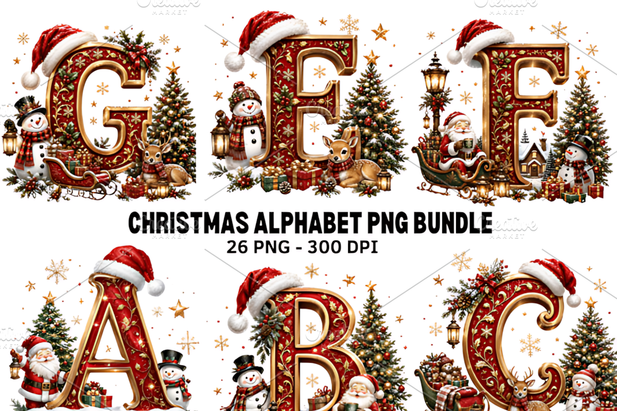 Christmas Alphabet Bundle, Vintage H, a Seasonal Illustration by Coco Bloom (Photo 1 of 3)