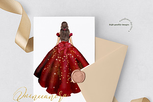 Elegant Burgundy Dresses Clipart