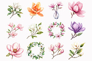 Watercolor Magnolia Flower Clipart, an Illustration by Design Market (Thumbnail 4 of 5)