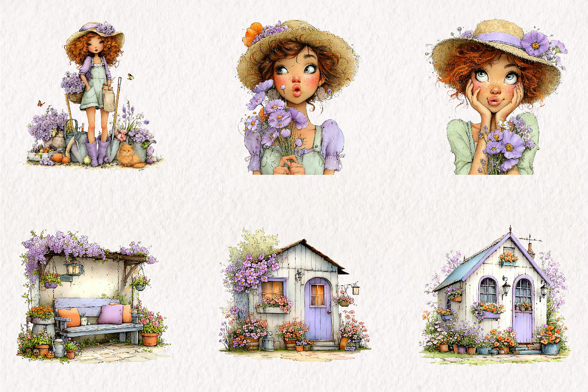 Summer Garden Watercolor Clipart, an Illustration by CreationArt (Photo 4 of 10)