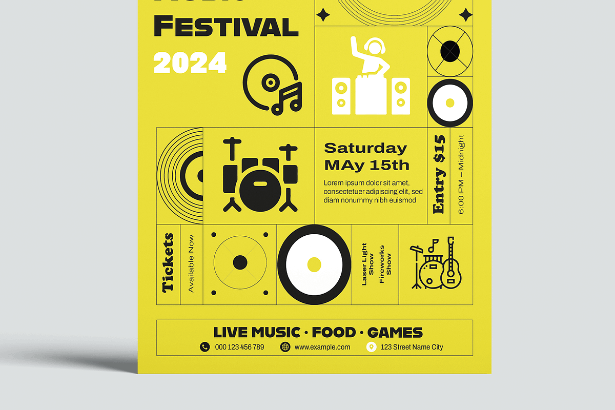 Music Festival Poster Template, a Flyer Template by MightyDesign (Photo 5 of 8)