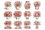 Spring flowers mason jar clipart, an Illustration by SinaCreation (Thumbnail 2 of 11)