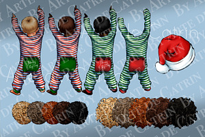 Christmas Pajamas, Family Clipart