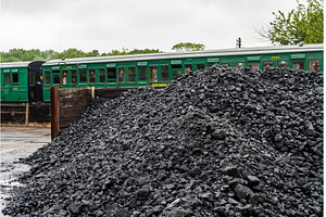Stack of coal for the locomotives on, a Transportation Photo by Backyard Stock